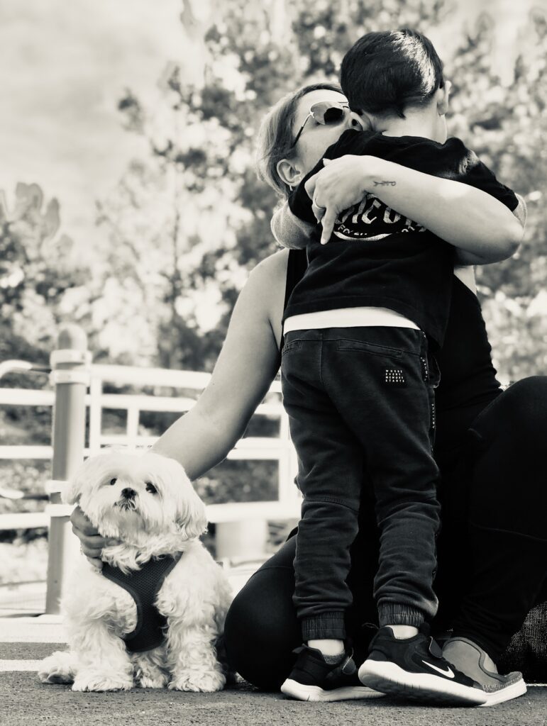 My son Kasra with Kaya and our dog Shadi